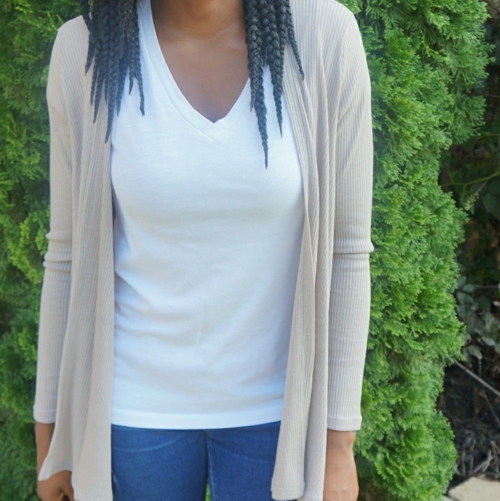 Taupe Ribbed Cardigan